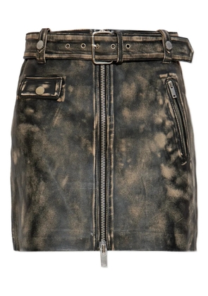 Gestuz belted leather skirt - Black