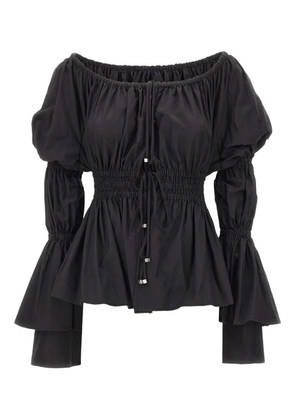 Blumarine puffed-sleeve elasticated-waist blouse - Black