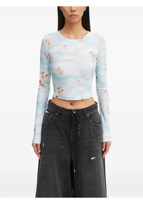 Fiorucci cloud-pattern long-sleeve T-shirt - Blue