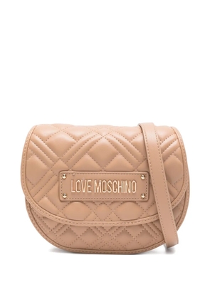 Love Moschino quilted logo-plaque shoulder bag - Neutrals