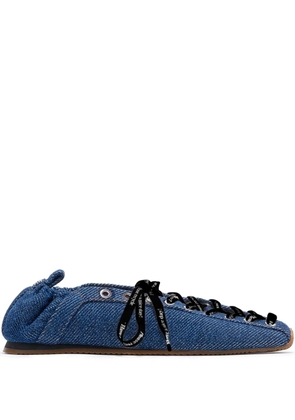 GANNI lace-up ballet flats - Blue