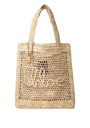 Chloé Summer Banana logo-detail raffia tote bag - Neutrals