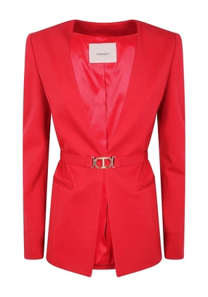 TWINSET belted v-neck jacket - Red