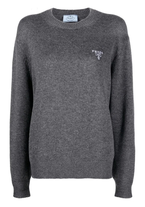 Prada chest logo jumper - Grey