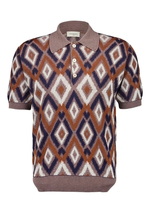 Piacenza Cashmere diamond-pattern three-button polo shirt - Brown