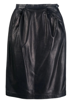 Saint Laurent Pre-Owned 1980s high-waisted leather skirt - Blue