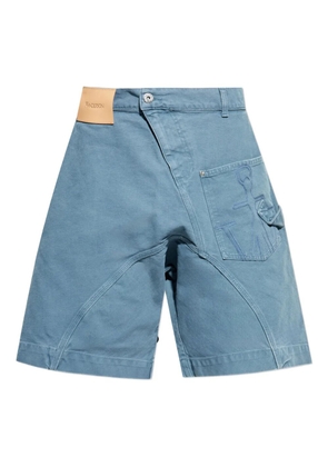 JW Anderson Twisted Workwear anchor-patch denim shorts - Blue