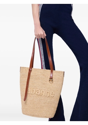 Rabanne woven raffia tote bag - Neutrals