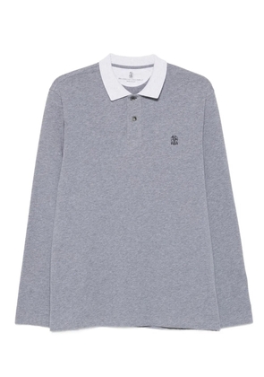 Brunello Cucinelli long-sleeve cotton polo shirt - Grey