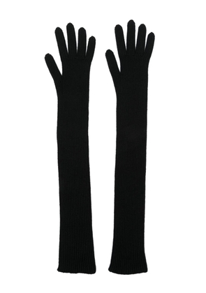 Moncler logo-patch ribbed gloves - Black