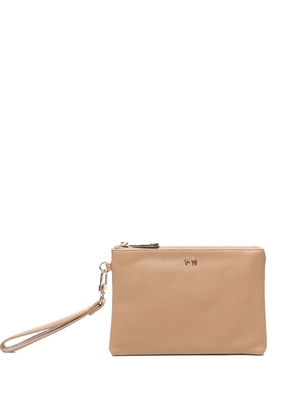 V°73 logo-lettering clutch bag - Neutrals