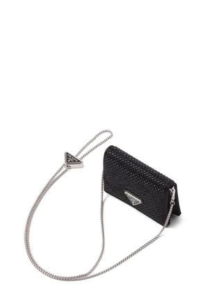 Prada crystal-embellished satin cardholder - Black