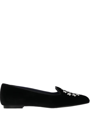Castañer floral-embroidery loafers - Black
