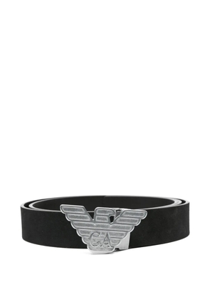 Emporio Armani eagle-buckle leather belt - Black