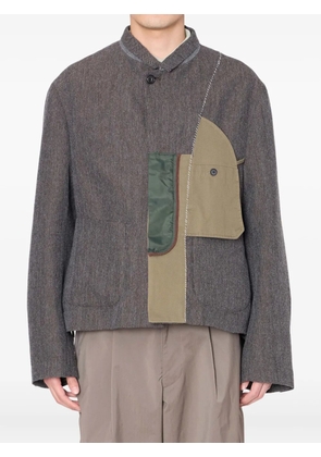 Kolor herringbone panelled jacket - Grey