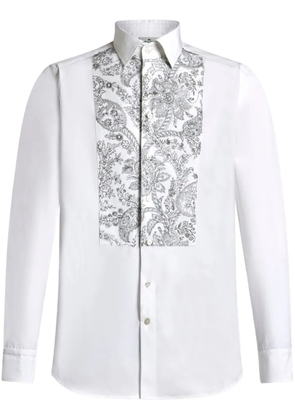 ETRO floral-embroidered long-sleeve shirt - White
