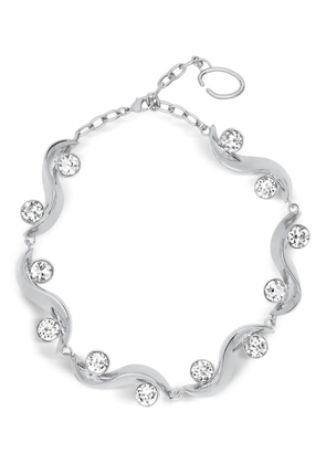 Oscar de la Renta crystal-embellished wave necklace - Silver