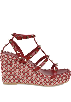 Valentino Garavani 95mm studded cage heeled espadrilles - Red