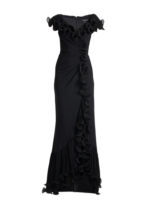 Tadashi Shoji ruffled pleated maxi dress - Black