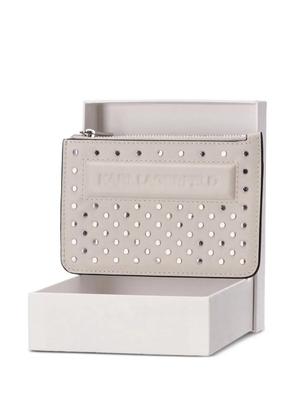 Karl Lagerfeld stud-embellished zipped wallet - Neutrals