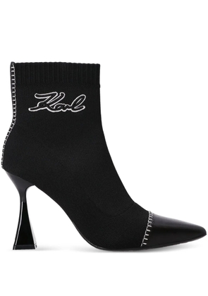 Karl Lagerfeld 100mm knitted leather-cap boots - Black