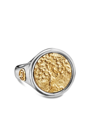 David Yurman 18kt yellow gold and sterling silver Life and Death Duality signet ring (20mm)