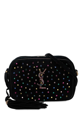 Saint Laurent Pre-Owned 2018 Suede Crystal Monogram Lou Camera Bag crossbody bag - Black