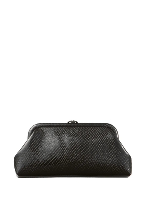 Jimmy Choo Skylar snake-printed leather clutch bag - Black