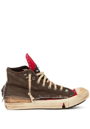 Maison Margiela distressed high-top sneakers - Brown