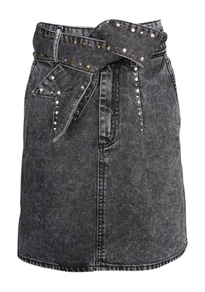 SANDRO Fredie stud-embellished belted mini skirt - Grey