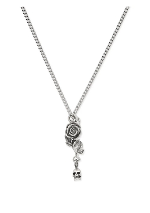 Emanuele Bicocchi Rose & Skull pendant necklace - Silver