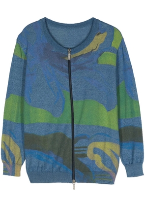 Versace Pre-Owned 2000s knitted zipped cardigan - Blue