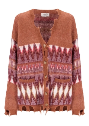 Laneus frayed pattern cardigan - Brown