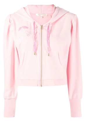 LoveShackFancy Hasana zip-up appliqué hoodie - Pink
