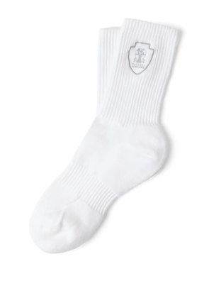 Brunello Cucinelli logo-embroidered socks - White