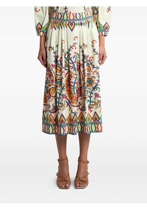 ETRO floral paisley-print pleated midi skirt - Neutrals