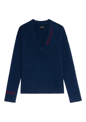 Zadig&Voltaire Miky embroidered V-neck sweater - Blue