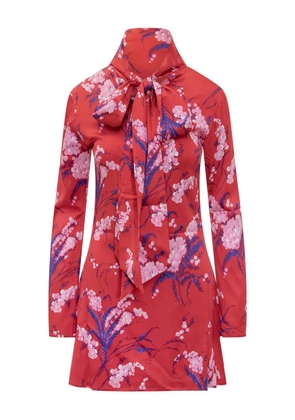 DES PHEMMES floral-print tie-neck mini dress - Red