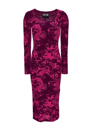 Versace Jeans Couture baroque-print long-sleeve midi dress - Purple