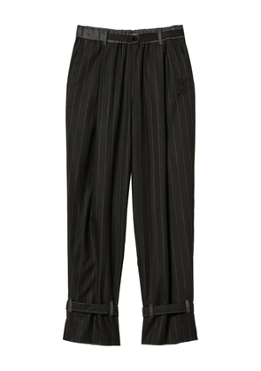 TWINSET pinstripe cuff-strap trousers - Black