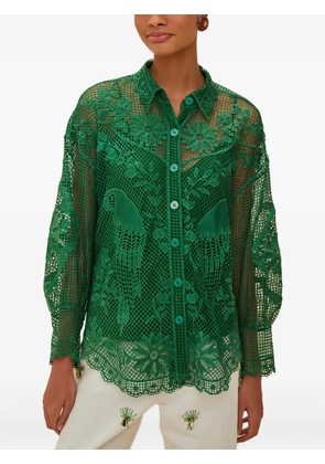 FARM Rio lace buttoned top - Green