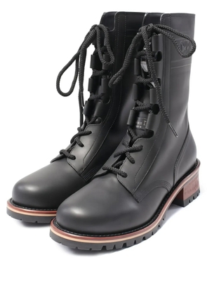 Christian Dior Pre-Owned lace-up debossed-logo combat boots - Black