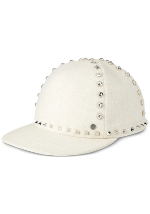Maison Michel Nick stud-embellished wool cap - Neutrals