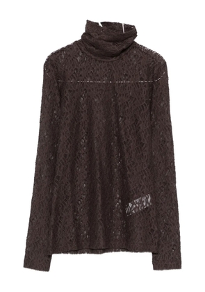 I BLUES lace-detail high-neck top - Brown