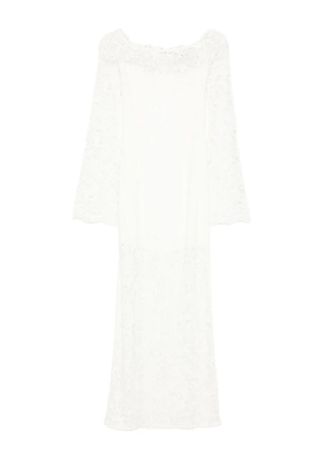 MANURÍ lace-embellished long-sleeve midi dress - White
