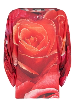 Roberto Cavalli rose-print blouse - Red