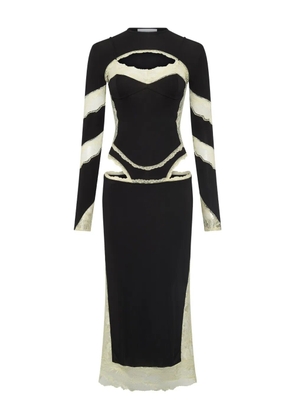 Marine Serre lace-insert cut-out midi dress - Black