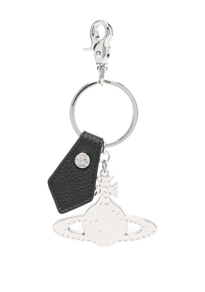 Vivienne Westwood Orb-plaque leather keyring - Silver