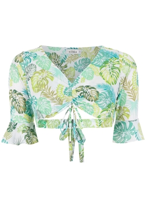 Amir Slama palm leaf print cropped top - Green