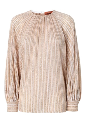 Missoni striped-pattern gathered-neckline blouse - Neutrals